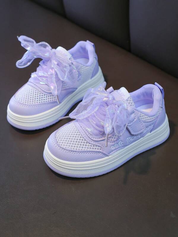 1 Pair Girls Hollow Net Surface Athletic Sneakers, Summer Mesh Breathable Student Shoes, Princess Net Cloth Shoes