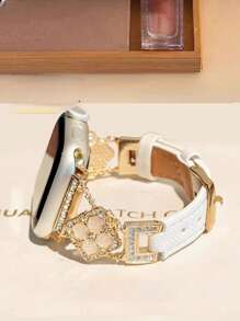 New Plum Blossom Leather Strap Compatible With 38/40/41/42/44/45/46/49mm Compatible With Apple Watch Strap Ultra/S10/9/8/7/6/5/4/3/2/1