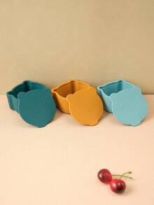 1pc Baby Custom Silicone Tableware Cute Personalized Customization Name Cartoon Bear Shape Baby Food Storage Box Print On Demand Baby Stuff - Multicolor - View 9