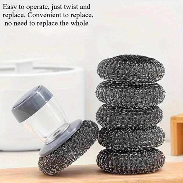 6Pcs/Set Liquid-Filled Pot Scrubber Brush - Leakproof Push-Type Design, Non-Scratch & No Mess Cleaning, 360° Sealed Kitchen Utensil For Powerful Scrubbing