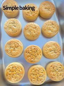 4-Piece Set Of Pastry Molds With Blessing Patterns, Birthday Gift Baking Sets, Bento Supplies, Handmade DIY Cookies Molds, Cake, Biscuit, Stamp Biscuit Cutting Molds, Holiday Party Mooncake Bean Paste Cake Kitchen Tools,Dessert Mold.Mooncake Mold Set Cookie Shaper.