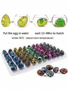 Random Assorted Easter Dinosaur Egg Grow In Water Dinosaur Egg Toys, Easter Basket Hatch Crack Science Kit, Novelty Toy Easter Gift, Colorful Dinosaur Egg Hatching Creative Toy, Grow Dinosaur Egg In Water - Multicolor - View 1