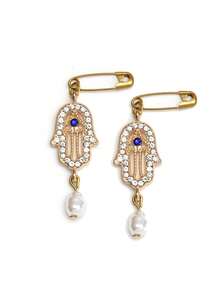 2 件眼形吊坠胸针套装，适合日常佩戴 - 彩色 - 查看 5