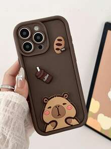 1pc 3D Animal Pattern Shockproof Full Camera Protection Luxury Mobile Phone Case Compatible With Samsung Galaxy A05, A05S, A06, A14, A15, A16, A32 4G, A33 5G, A34, A35, A52, A54 5G, A55 5G, S20 FE, S21 FE 5G, S23, S23 FE, S23 Ultra, S23+, S24, S24 FE, S24 Ultra, S24+ And 11, 11 Pro Max, 12, 12 Pro, 12 Pro Max, 13, 13 Pro Waterproof Anti-Fall Scratch Resistant - Brown - View 2