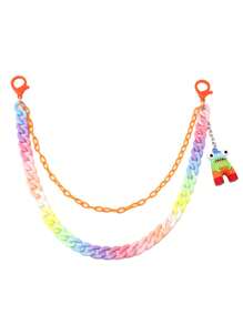 1 pezzo Nuova catena per vita colorata con ciondolo arcobaleno, catena per pantaloni in resina a forma di mostro - accessorio retrò in argilla soffice con ciondolo, accessorio perfetto da abbinare a jeans o zaini per studenti