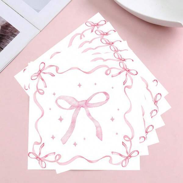 20 Pieces Of Bow Napkins, Birthday Party Decorations, Bow-Themed Single Party Supplies, Bow Hand Towels, Dinner Napkins, Party Decorations, Bride's Engagement, Shower Tea, Birthday Ribbons (Blue, Black, Pink, White)