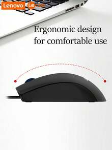 Lenovo High-Performance Kabel Maus, USB Schnittstelle Plug and Play, weit kompatibel mit Laptops, Desktops und anderen Geräten, rutschfeste Gitter Scrollrad mit gleitendem Design, Stummtaste, effektiv Geräusche reduzieren, geeignet für Spätabend, Bibliothek, Büro und andere Umgebungen. - Schwarz - Übersicht 10