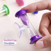 1pc 2分钟/3分钟沙子计时器带吸盘-用于刷牙、户外游戏、教室、旋转沙子计时器的迷你计时器，耐用