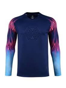 2pcs/Set Goalkeeper Uniform, Long Sleeve T-Shirt With Foam Chest Protector & Elbow Pads, Non-Slip Plastic Strips, Breathable Quick-Dry Striped Tee + Protective Elastic Waist Pants, Suitable For Training & Match