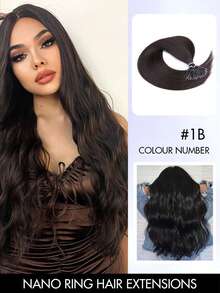 12-22英寸纳米环接发，100%真人发，自然黑，柔顺直发，Remy真人发，微纳米环接发片，女士纳米环接发 - 彩色 - 查看 26