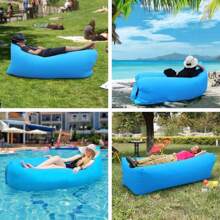 1pc Air Lazy Inflatable Sofa Bag Portable Camping Sofa Mattress Music Festival Recliner Inflatable Lazy Sofa With Handbag, Portable Waterproof And Leak-Proof Beach Chair, Inflatable Sofa Chair, Suitable For Outdoor Camping, Travel, Hiking, Swimming Pool, Beach Party