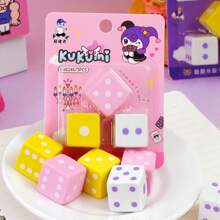 3pcs/Set Kukumi Dice Shaped Erasers, Funny Stationery, School Office Party Game Souvenirs, Student Prize Treasure Box, Back To School Gifts, Gambling Game Rewards, Clean & Smudge-Free Correction Tool For Exams, Drawing, Writing