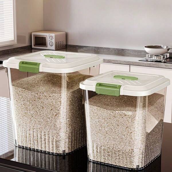 Household Rice Bucket Insect-Proof Moisture-Proof Sealed Storage Tank, Rice And Flour Storage Tank, Large-Capacity Rice Bucket Box, Grain Storage Container