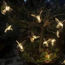 20 Luzes de LED Solares em Forma de Beija-flor, Luzes Decorativas Multicoloridas para Jardim, Quintal, Cerca, Economia de Energia, À Prova D'água, 8 Modos de Iluminação, Controle por Botão, Decoração de Quintal para Festas