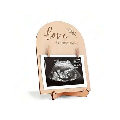 1 Set Wooden Ultrasound Photo Frame For Pregnancy Announcement Or Baby Birth Decorations Baby Shower Easter Gift Things For Girls/Boys