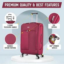 29 Large Suitcase Super Lightweight Luggage Expandable 4 Wheels Spinner Soft Shell Check In Luggage For 23kg - Red - View 4