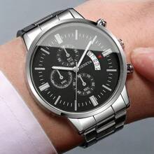 Bộ 4 đồng hồ đeo tay thạch anh thời trang dành cho nam, lịch sang trọng (Không có hộp) - Nhiều màu - Xem 4