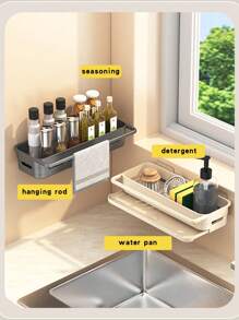 1 pezzo Scaffale porta stoviglie, porta panni e spugne da cucina multifunzione,organizer da parete per spezie