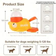 1 pieza Juguete dispensador de alimento en forma de pato interactivo - Dispensador de presión manual para perros pequeños, medianos y grandes, juguete rompecabezas de plástico resistente con pico y patas naranjas, diseño sin batería