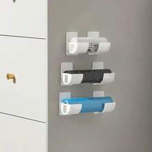 2 pièces Élargi, sans perçage et conception antidérapante, en matériau ABS, étagère de rangement de cuisine style nordique, boîte de rangement en plastique multifonctionnelle - Blanc - Voir 2