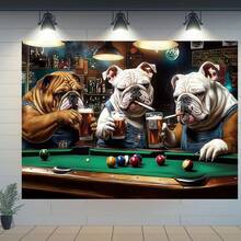 1pc Polyester Funny Dog Background Cloth, Durable & Lightweight, Easy To Hang, Reusable, Suitable For Home Party, No Electricity Required - Multicolor - View 4