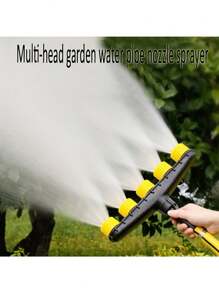 Multi-Nozzle Garden Hose Sprayer - Adjustable Spray Patterns For Lawn Care, Watering Vegetables & Flowers, Durable Plastic Design, Suitable For US Gardens, Stylish Black With Yellow Accents, High Efficiency Watering Tool