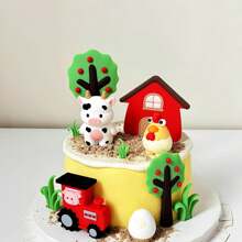 11 pièces Décorations de gâteau sur le thème des animaux de ferme pour une fête d'anniversaire, convenant à la décoration de fête sur le thème des animaux de ferme, décoration de gâteau sur le thème des animaux de ferme, mouton, vache, cochon. Comprend des décorations pour cupcakes, gâteaux, glaces, fruits, desserts, fromages et tout autre aliment que vous souhaitez décorer