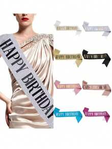 1 件，‘生日快乐’ 绶带，男女皆宜，生日快乐绶带，亮粉色、白色、玫瑰金色、黑色，带彩虹箔绶带，适合 16 岁、18 岁、21 岁、30 岁、40 岁、50 岁、60 岁、70 岁、80 岁、90 岁生日绶带礼物或任何生日派对，适合任何年龄段 - 彩色 - 查看 3
