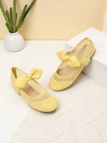 1 Paar Mädchen Schleife Dekor Slip-On Flache Schuhe, geeignet für Frühling und Herbst