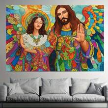 1pc Polyester Humor Natural Artistic Polyester Backdrop, Woven Canvas, Horizontal Direction, No Electricity Needed