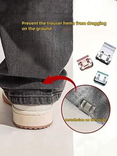 1/2pcs Pants Leg Hem Clips - Invisible Pants Leg Fixers, Pants Leg Hem Clips, No Need Sewing Hem Clips To Prevent Dragging, For Sun Hat/Bucket Hat Cord Clips,Pants Leg Shortening Invisible Fixed Clip, Pants Leg Prevention Dragging, No Sewing Hidden Buckle Leg Closure Device, Anti-Pants Leg Draging Hemming Buckle