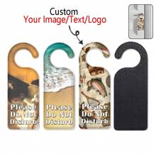 1pc Customized PU Leather Door Hanger Tag, DIY Picture & Text Single Side Printed Door Plate, Suitable For Hotel, Meeting Room, Do Not Disturb Door Knob Hanger