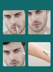 1pc Stainless Steel Round Head Nose Hair Trimmer, Blackhead Tweezers, Beard Trimmer, Eyebrow Trimmer, Beauty Tool