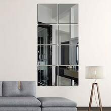 8pcs Set Frameless Acrylic Mirrors For Walls - 10x10in Full Length, Perfect For Home Decor, Workout & Makeup - Versatile Indoor Use Stickers Sticker Personalised Stickers - Silver - View 4