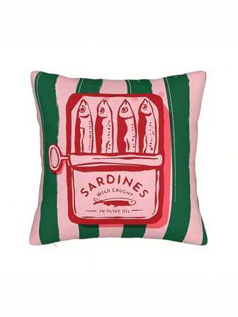 1/2/4 PCS Herring, Colorful Maximalist Food Design Retro Decorative Cushion Cover, Suitable For Living Room Bedroom Sofa Bed Decoration Soft Machine Washable Decorative Pillowcase(15.7*15.7/17.7*17.7/19.7*19.7inch),Fall Decor,Autumn Decor,Room Decor