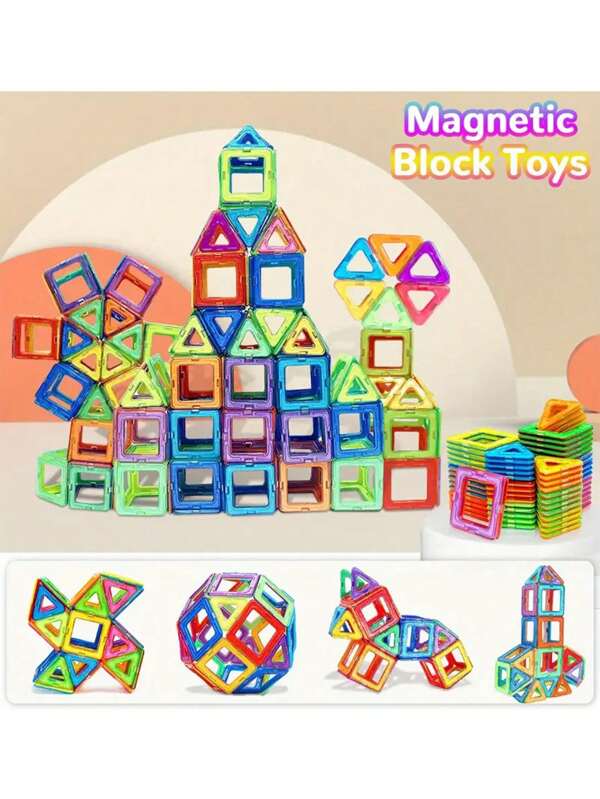 84 pezzi/56 pezzi Blocchi magnetici da costruzione per bambini, particelle magnetiche grandi e resistenti, assemblaggio sicuro, giocattoli STEM per educazione precoce e sviluppo intellettuale, regali di compleanno per bambini e bambine