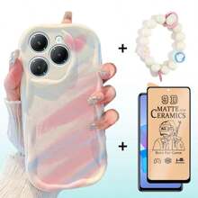 Für Infinix Smart 8 Bildschirmschutz, Keramikfilm, Weicher Film, farbige Creme Handyhülle, Creme Perlenarmband, Handyschlaufe, Smart 9, Smart 7, I Tel A50/A70, Smart 10