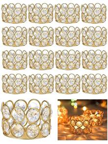 12个水晶烛台，适用于婚礼、家庭聚会、餐桌摆饰、卧室装饰、创意礼品（银色、金色） - 多色 - 查看 4