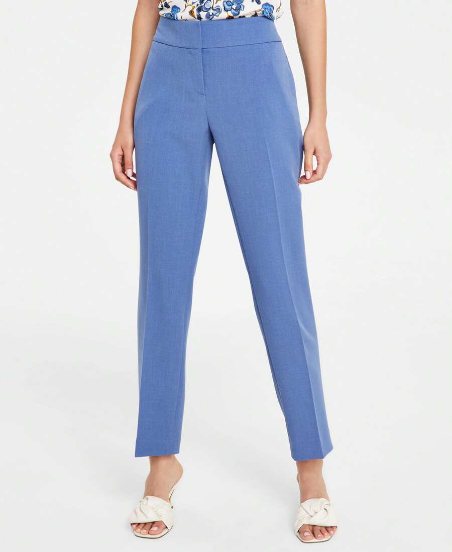 Women's Stretch-Crepe Straight-Leg Pants - Màu xanh lam - Xem 1
