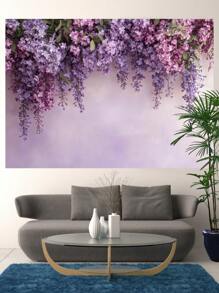 1pc Purple Wisteria Vine Wall Photography Backdrops Green Leaves Flowers Wall Party Banner 59.1*39.4/82.7*59.1/106.3*70.9 Inches Floral Newborn Shower Birthday Wedding Photo Background Indoor Outdoor Decoration Supplies