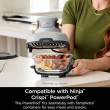 Contenedor de vidrio de 6 tazas con tapa de almacenamiento a prueba de fugas,  apto para microondas, congelador y lavaplatos, - Negro - Ver 3