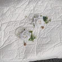 2 pezzi Set elegante di corona di rose e corsage da polso, adatto per eventi scolastici, feste, decorazioni per matrimoni, regali di compleanno estivi, accessori per il rientro a scuola, decorazioni per la stanza