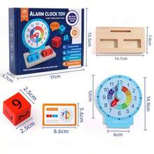 Wooden Children's Clock Model, Teaching Clock Tool, Time Learning Toy Set, With 4 Numerical Beads, 20 Time Cards, Clock Teaching Supplies