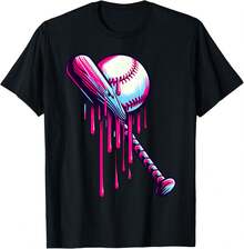 1 Pack Men's T-Shirt Camisetas de bate de béisbol para niños, de béisbol con chispas de goteo para hombre Camiseta de hombre - Negro - Ver 1