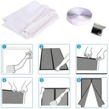 1pc Porta de tela magnética, abertura para a esquerda ou direita, prevenção de insetos, fibra de poliéster, fácil instalação, adequada para sala de estar, quarto, cozinha, branca