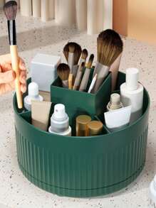 1pc Desktop Rotating Cosmetic Brush Holder, For Storage Of Eye Shadow, Lipstick And Brushes, Easy To Access Small Tools, Knives, Eyebrow Pencils, Razors, Office Stationery, Etc. It Is A Multifunctional Rotating Holder For Household Use And Organizing Cosmetics, Great As An Accessory Or Fun Gift.,For Holiday Beach, Bathroom Collection, Bedroom Collection, Large Capacity