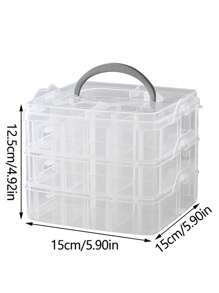 1 pieza Caja de almacenamiento de plástico transparente apilable de 3 capas y 18 compartimentos con cierre de resorte, adecuada para guardar juguetes, artículos de papelería, accesorios de joyería y otros artículos pequeños, para volver a la escuela