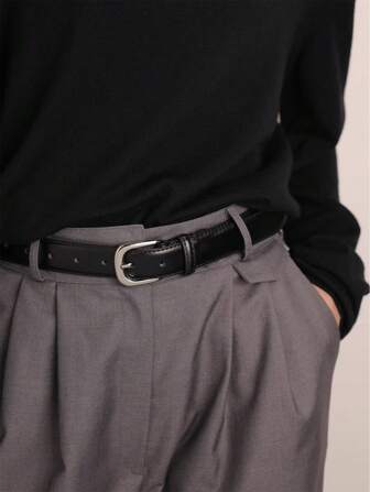 1 stuk eenvoudige, casual zwarte leren herenriem, minimalistische, veelzijdige unisex jeansriem voor dagelijks gebruik