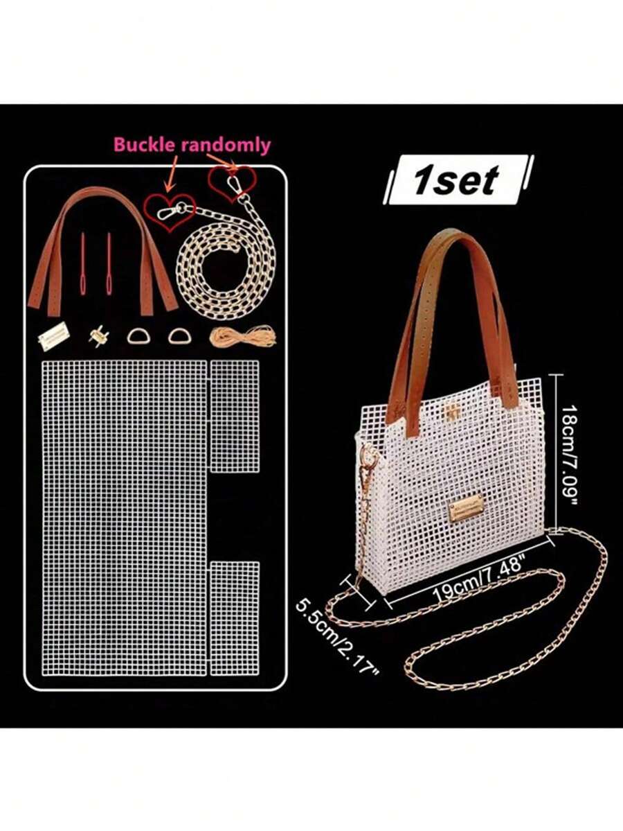 1 Set Woven Plastic Net Craft Tool Kit, Includes Metal Buckles, PU Straps, DIY Bag Accessories, Weaving Tools, Easy Weaving, Mother's Day Gift, Women's Handmade Bag Making Tool Set