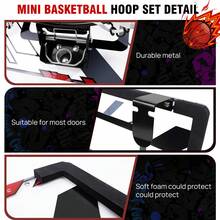 Royalswill Basketball Hoop Wall Mounted Metal 40x26 Cm - Height Adjustable Indoor/Outdoor Garden Garage Set With Air Pump - Basketball - View 4